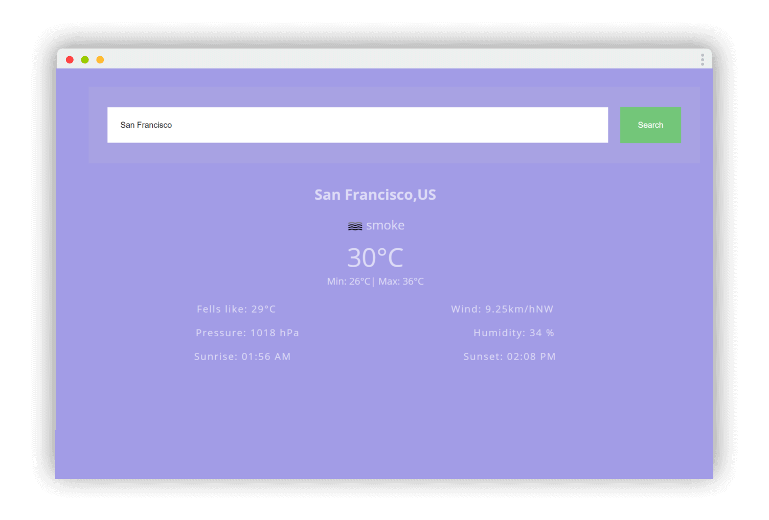 The weater app